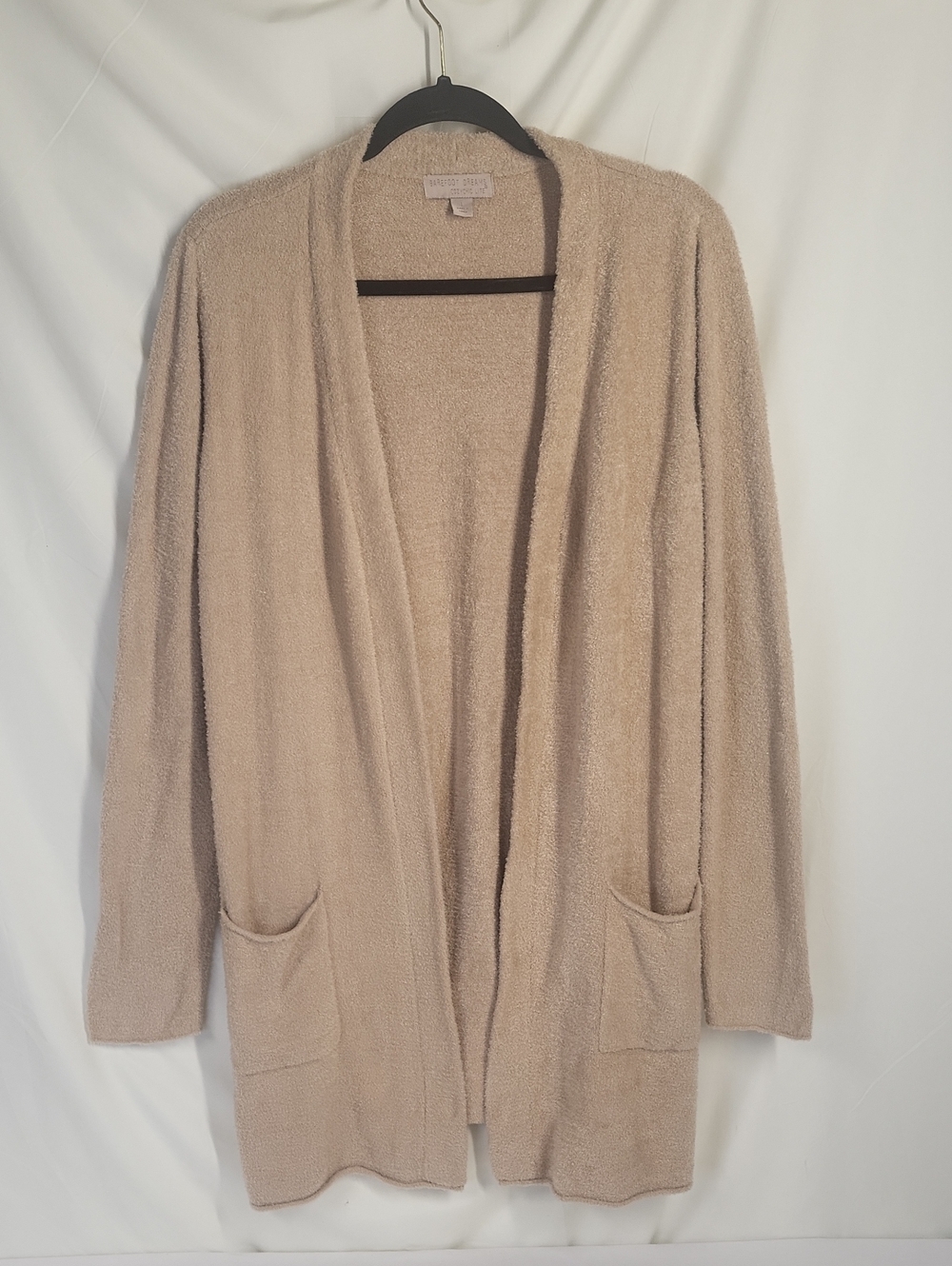 Barefoot Dreams CozyChic Lite Essential Long Pocket Cardigan in Bisque Large - Picture 4 of 15
